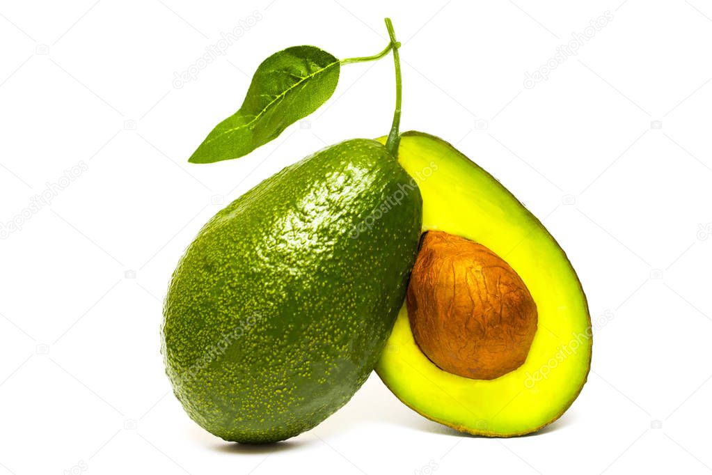 Half of fresh avocado isolated on white