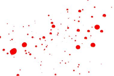 Beyaz zemin üzerine kırmızı suluboya soyut. Sıçramasına renk 