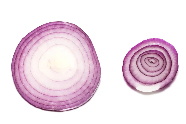 Red onions isolated on white background, top view — Stock Photo, Image