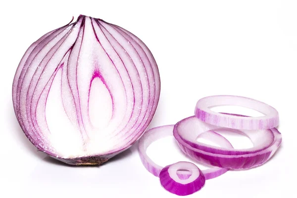 Red onions isolated on white background, top view — Stock Photo, Image