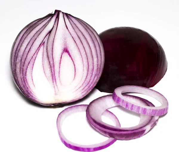 Red onions isolated on white background, top view — Stock Photo, Image