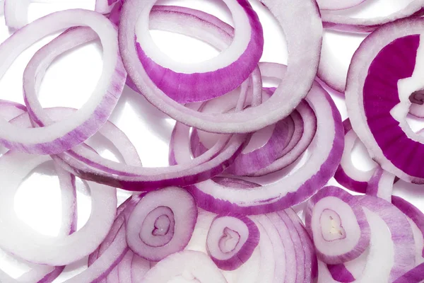 Red onions isolated on white background, top view — Stock Photo, Image