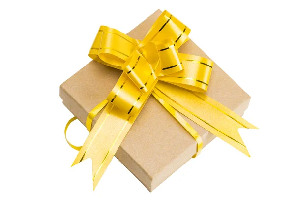 Luxe-geschenketui verpakt in bruin gerecycled papier met lint boog top vie — Stockfoto