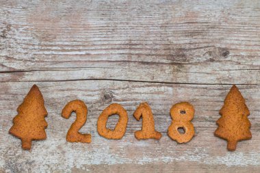 Mutlu yeni yıl 2018 kavramı - wo gingerbread 2018 numarasıyla