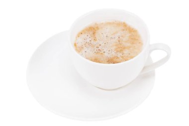 Beyaz arka planda izole edilmiş bir fincan kahve.