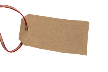 Boş etiket dize ile bağlı. Kağıt etiket. Boş kahverengi karton pr