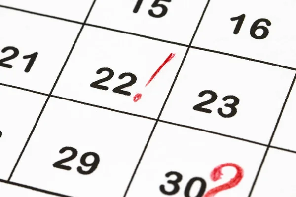 Közelkép a dátum 30 piros körök jelzik a naptár (végén a mo — Stock Fotó