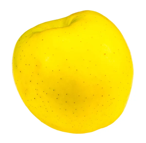 Dojrzałe jabłko żółte na białym tle. Z przycinania pa — Zdjęcie stockowe