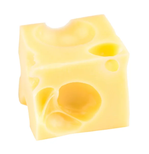 Cheese cube slice isolated on a white background — Stock Photo, Image