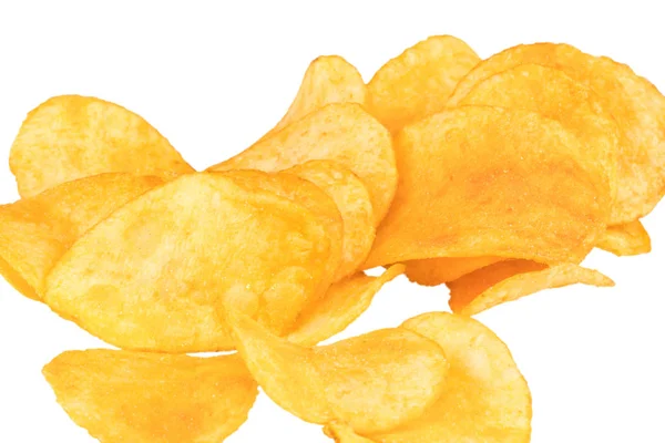 Potatischips närbild på en isolerad vit bakgrund — Stockfoto