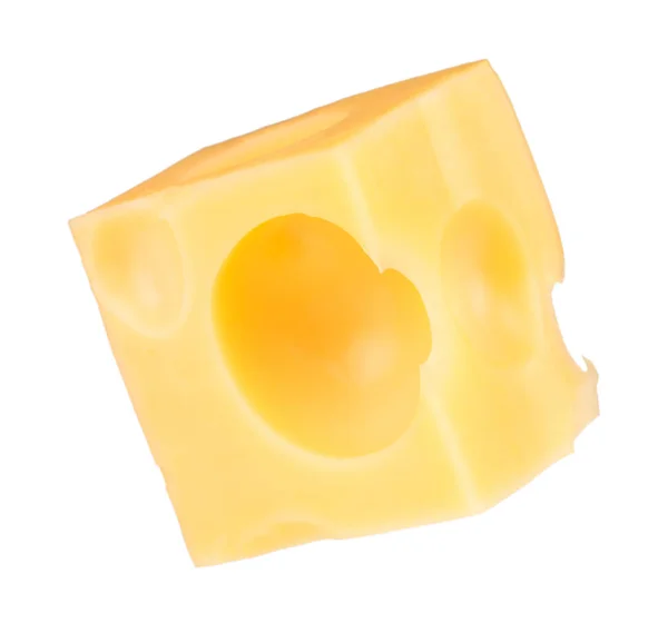 Cheese cube slice isolated on a white background — Stock Photo, Image