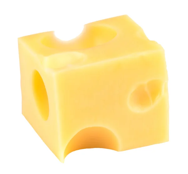 Beyaz bir arka plan üzerinde izole peynir küp dilim — Stok fotoğraf