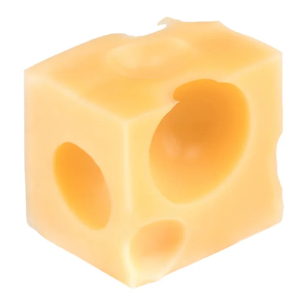 Sýr datová krychle řez izolovaných na bílém pozadí — Stock fotografie