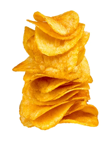 Potatischips närbild på en isolerad vit bakgrund — Stockfoto