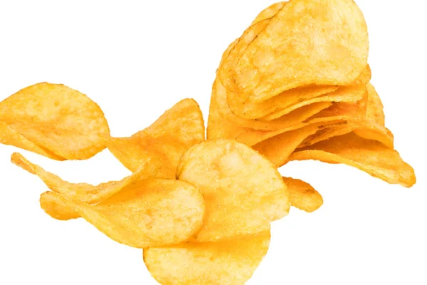 Potatischips närbild på en isolerad vit bakgrund — Stockfoto