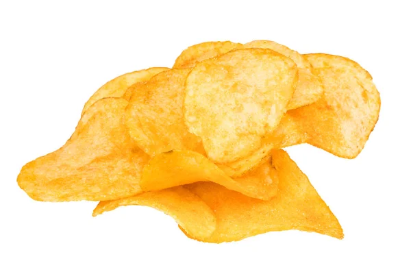 Potatischips närbild på en isolerad vit bakgrund — Stockfoto