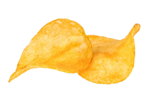 Potatischips närbild på en isolerad vit bakgrund — Stockfoto