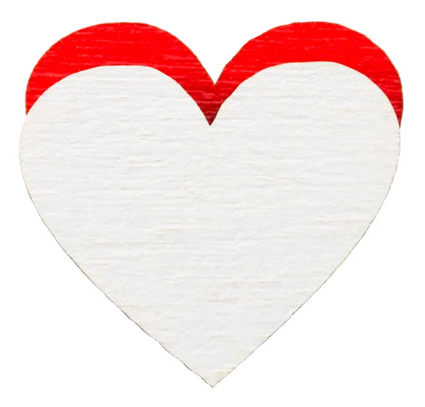 Vita och röda hjärtat isolerad på vit bakgrund. närbild — Stockfoto