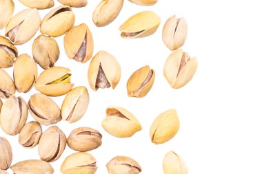 Antep fıstığı. Antep fıstığı kabuklu (bir boş beyaz) arka planda, w