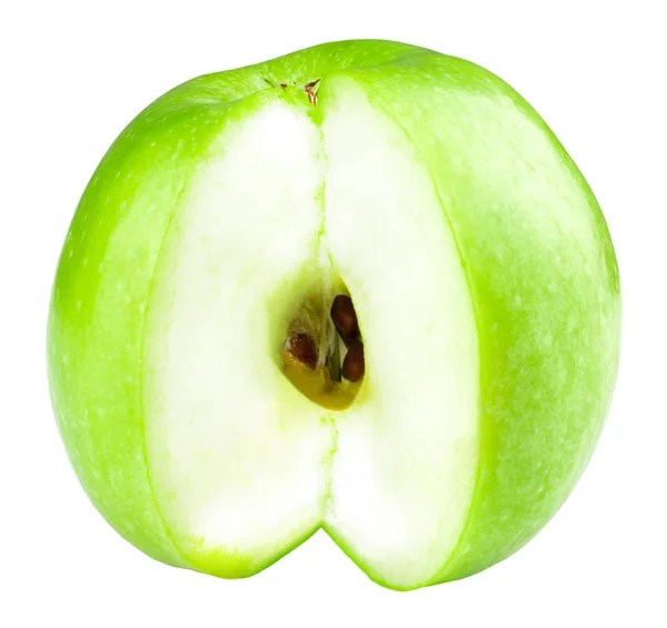 Măr proaspăt verde, izolat pe fundal alb — Fotografie, imagine de stoc