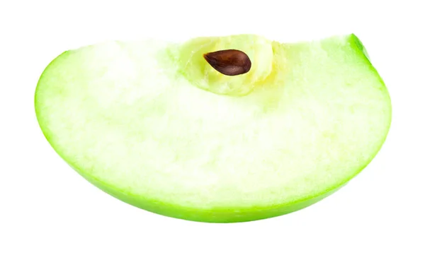 Grüne Apfelscheibe isoliert auf weißem Hintergrund — Stockfoto