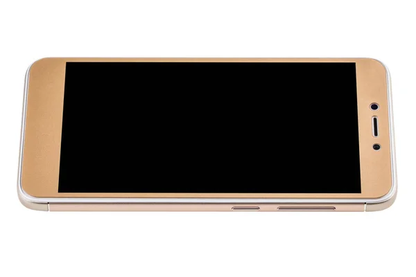 Goldenes Smartphone isoliert auf weißem Hintergrund — Stockfoto