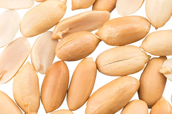 Amendoins descascados para fundo. Vista superior, close-up — Fotografia de Stock