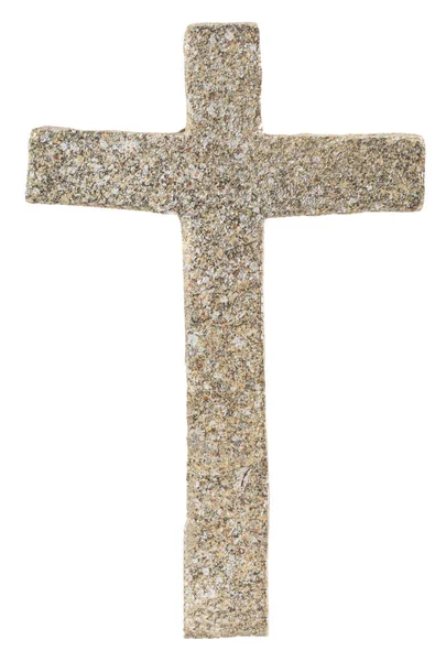 Beyaz arka plan. Çapraz izole taş beton Hıristiyan — Stok fotoğraf
