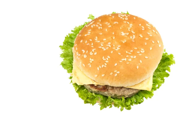 Čerstvé chutné burger izolované na bílém pozadí — Stock fotografie