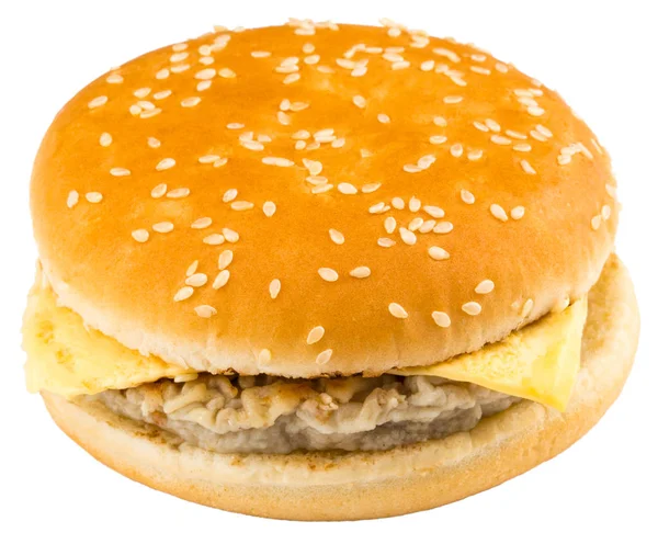 Fresco gustoso hamburger isolato su sfondo bianco — Foto Stock