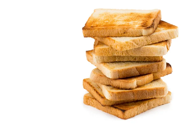 Stapel toast die brood geïsoleerd op een witte achtergrond met kopie vriendelij — Stockfoto