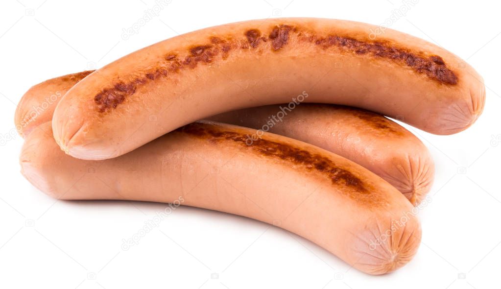 Tasty grilled sausage isolated on a white background