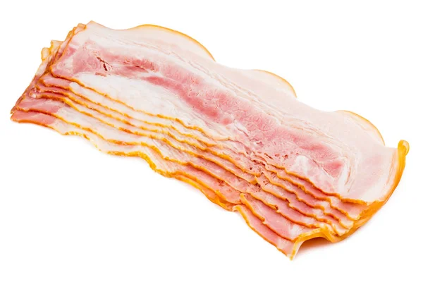 Skivad bacon isolerad på vit bakgrund cutout — Stockfoto