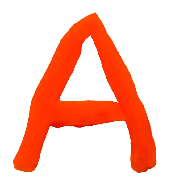 Plasticine letter A isolated on a white background — Stock Photo, Image