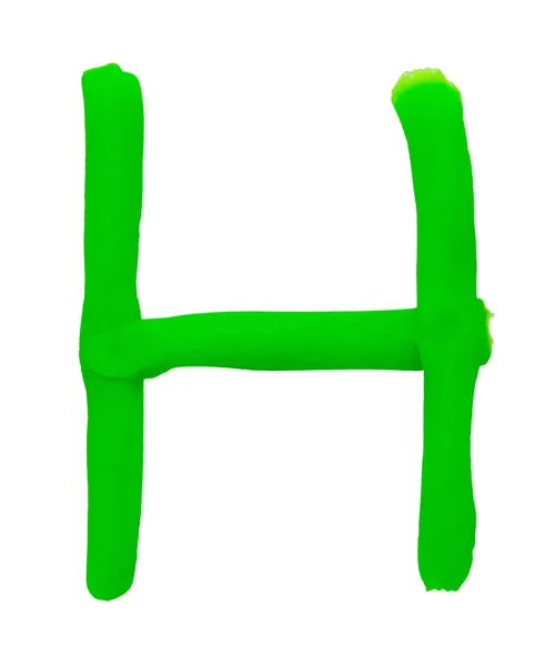 Plastilina bokstaven H isolerad på en vit bak — Stockfoto