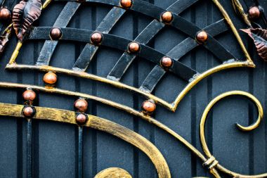 Bilgi, yapısı ve süs Dövme demir kapısı. Çiçek Aralık