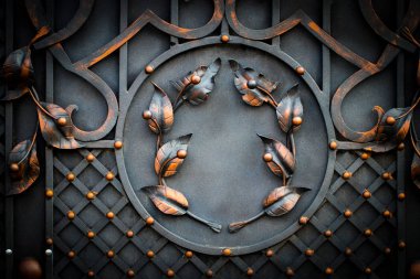 Bilgi, yapısı ve süs Dövme demir kapısı. Çiçek Aralık