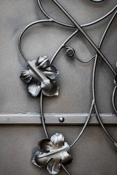 Detalhes, estrutura e ornamentos de portão de ferro forjado. Décimo floral — Fotografia de Stock