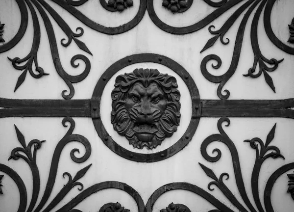 Dettagli, struttura e ornamenti di cancello in ferro forgiato. Decorativo — Foto Stock