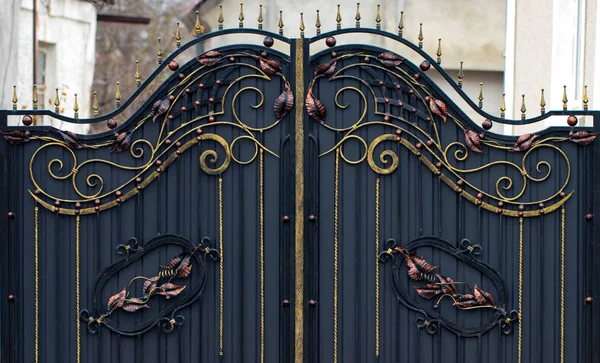 Portões de ferro forjado, forjamento ornamental, elementos forjados close-u — Fotografia de Stock