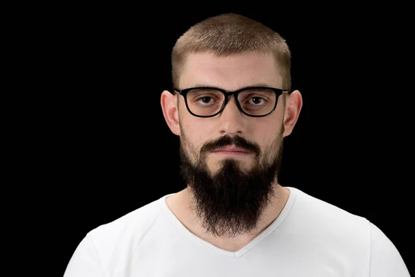 Stílusos ember visel szemüveget, látszó-on fényképezőgép — Stock Fotó