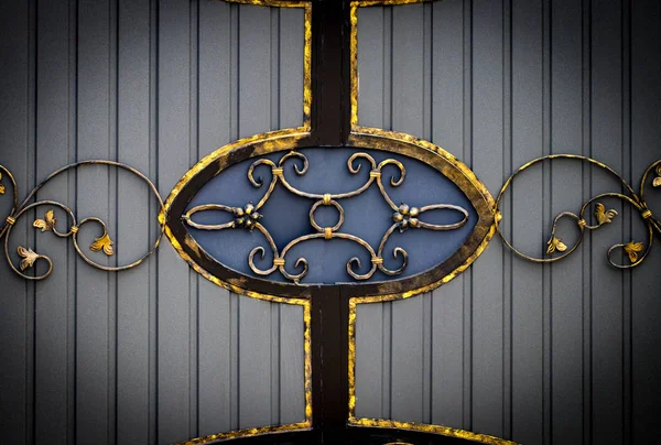 Puertas de hierro forjado, forja ornamental, elementos forjados close-u — Foto de Stock