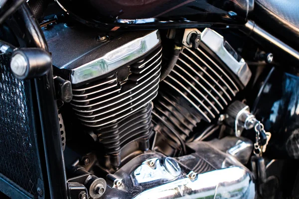 Motor bike detail - Engine block, Metal parts of motorcycle — Stock Photo, Image