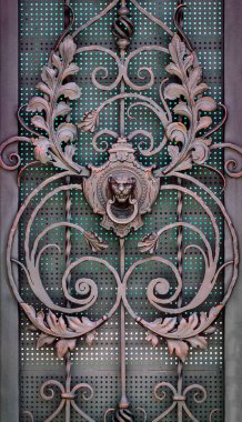 Details, structure and ornaments of forged iron gate. Floral dec clipart