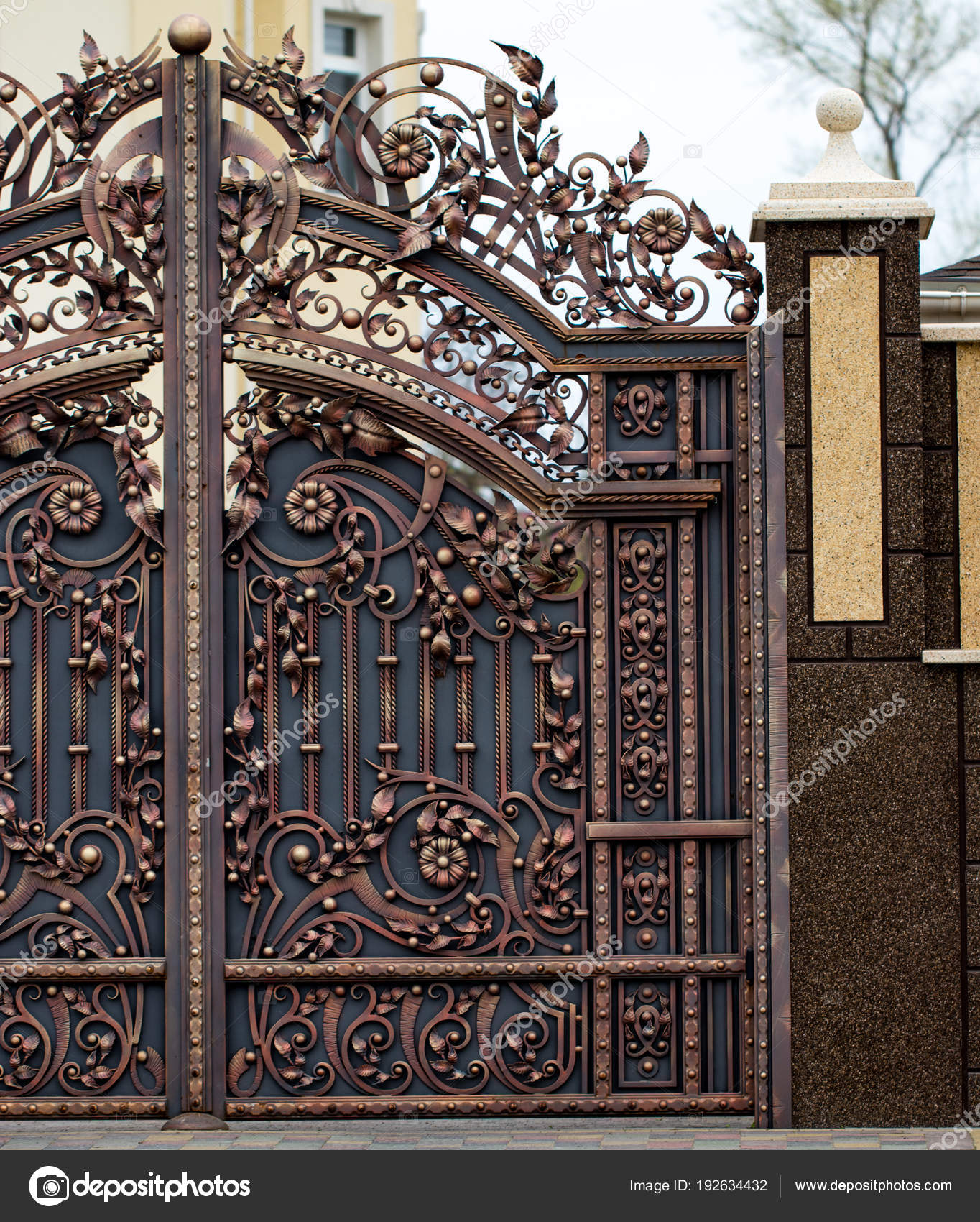 Wroughtiron gates, ornamental elements closeup
