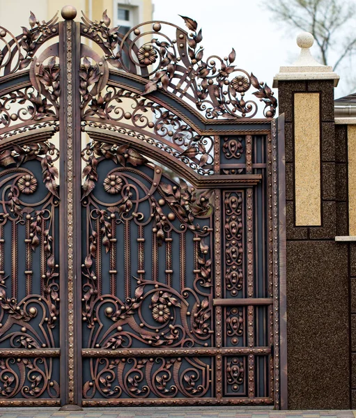 Puertas de hierro forjado, forja ornamental, elementos forjados de cerca — Foto de Stock