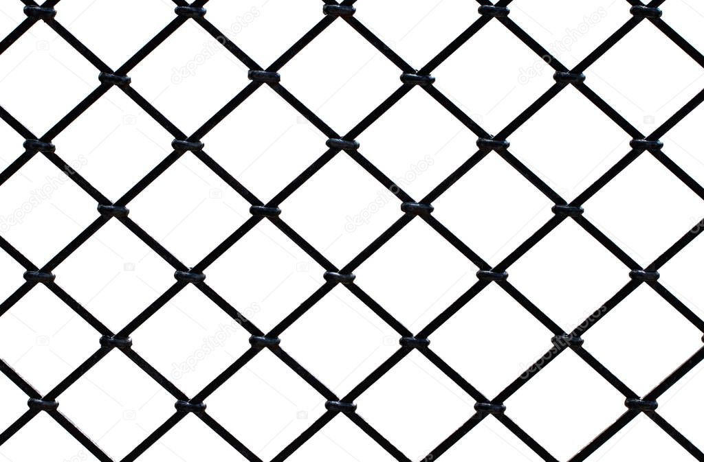 steel square grid on a white background
