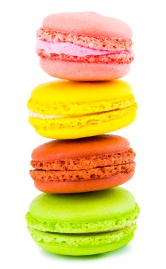 Renkli macarons kek. Küçük Fransız kek. Tatlı ve renkli 