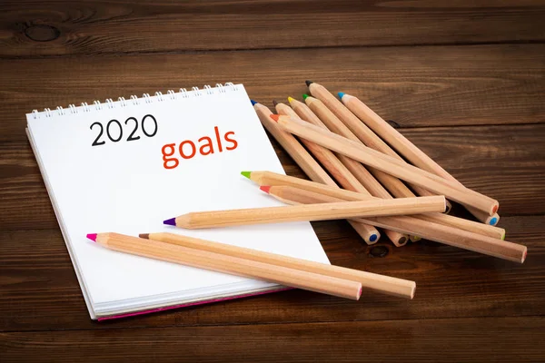 Business concept of top view Lista celów na rok 2020 — Zdjęcie stockowe