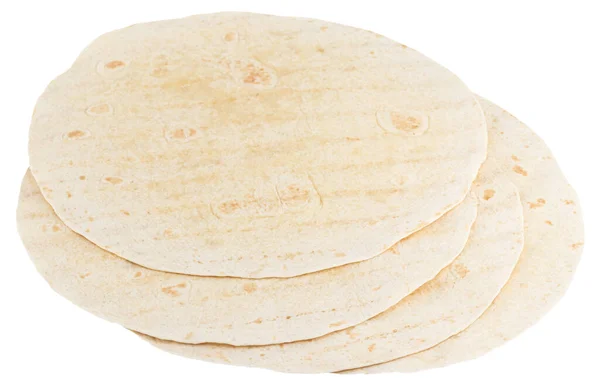 Tortillas de maíz aisladas sobre fondo blanco. Pan sin levadura —  Fotos de Stock